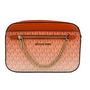 NEW Michael Kors Jet Set Large East West Zip Chain Crossbody Red Clay Handbag